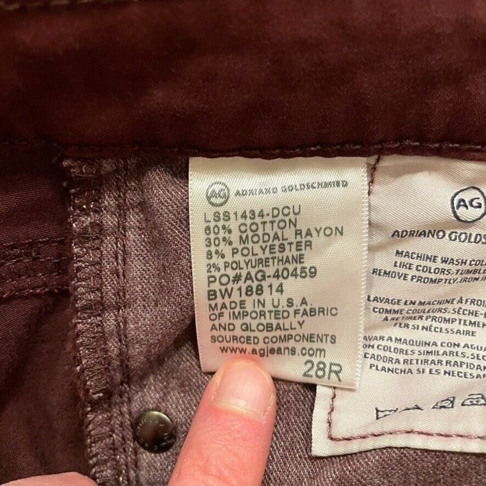 AG Adriano Goldschmied Burgundy Sateen Prima Cigarette Leg Jeans DCU - Picture 5 of 7